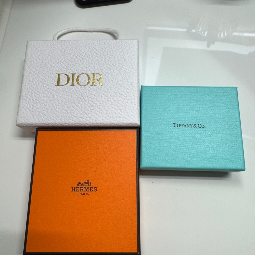 3 Mini Designer Boxes, Hermes, Tiffany & Co. and Dior Accessories